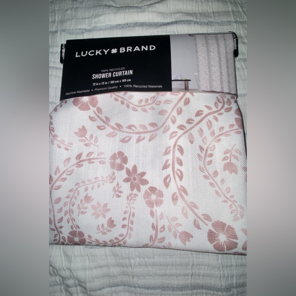 Lucky Brand Pink Patterned Shower Curtain